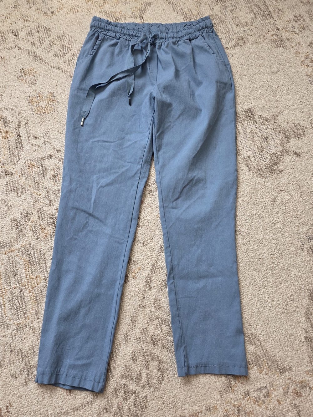 Women's Drawstring Waist Chinos in Dusty Blue